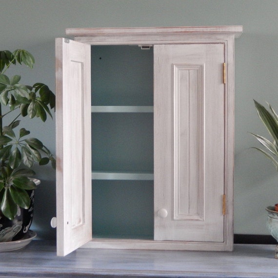 Shabby Chic Bathroom Cabinet White Painted Wall Cabinet Etsy