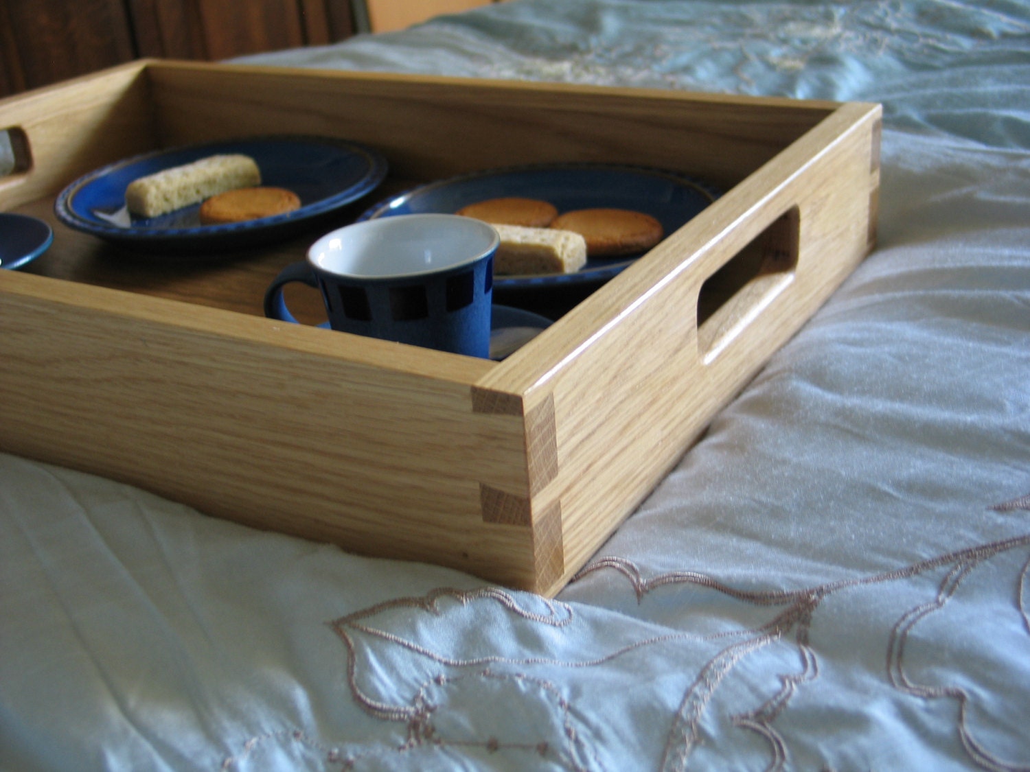 Oak Serving Tray Handmade Large Serving Tray Dovetail Etsy