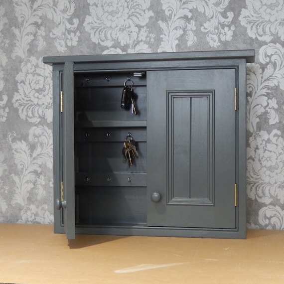 Painted Wall Cabinet With Hooks For Keys Key Cupboard Period Etsy