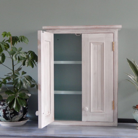 Shabby Chic Bathroom Cabinet White Painted Wall Cabinet Etsy