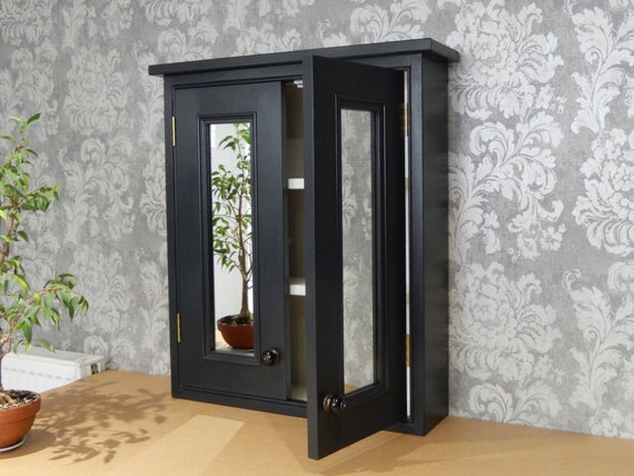 Handmade Black Bathroom Cabinet With 2 Doors And Inset Etsy