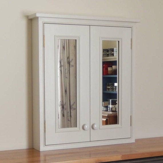 Handmade Bathroom Cabinet With 2 Doors And Inset Mirrors Etsy