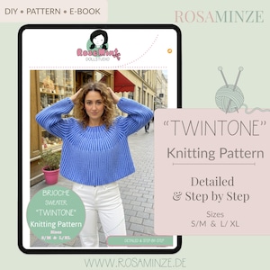 TwinTone Brioche Sweater Knitting Pattern PDF | Two-Color Brioche | Modern Oversized Pullover | Instant Download