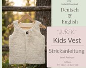 Kids Vest Knitting Pattern • Chunky Knit Vest • Waldorf Style • Beginner • PDF
