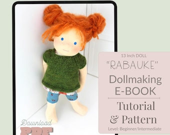 Dollmaking Tutorial PDF & Sewing Pattern – 13 inch Waldorf Inspired Cloth Doll “Rabauke” – Instant Download