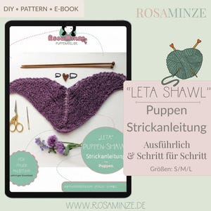 Shawl “LETA” Doll Knitting Pattern PDF • Doll Shawl / Shoulder Scarf • Beginner Friendly • Fits 8–16 inch • Instant Download