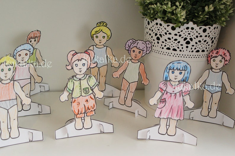 Paper Dolls Dress me up Dolls DIY Cutout by RoseMint image 3