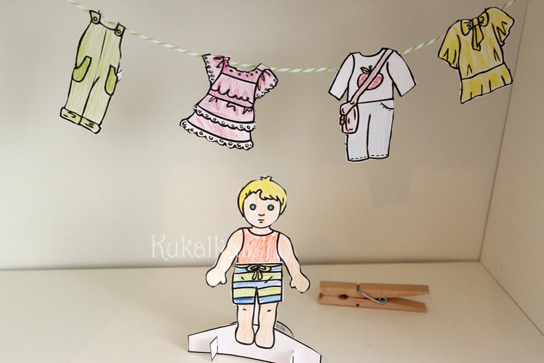 Paper Dolls Dress me up Dolls DIY Cutout by RoseMint image 4