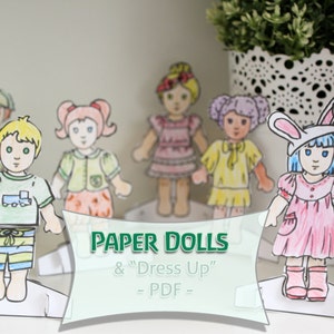 Paper Dolls Dress me up Dolls DIY Cutout by RoseMint image 1