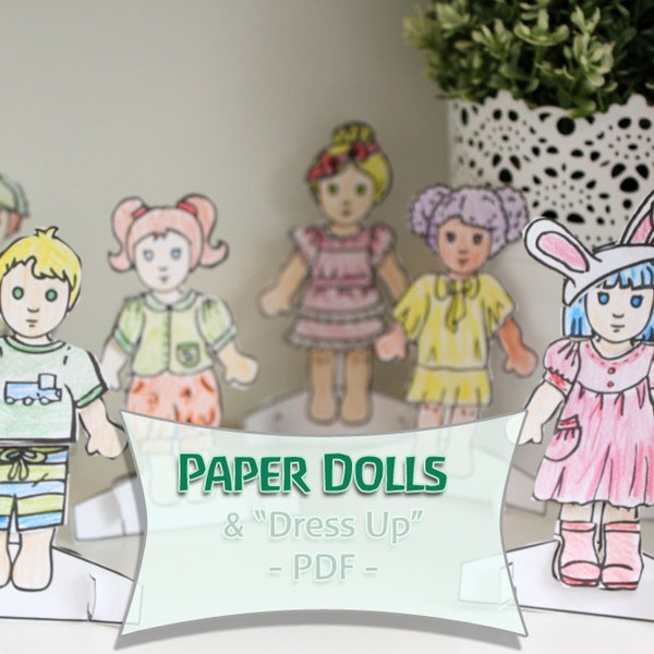 Paper Dolls - "Dress me up" Dolls - DIY Cutout by RoseMint