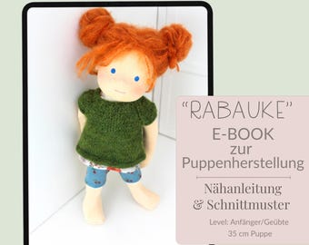 Dollmaking Tutorial PDF & Sewing Pattern – 35 cm Waldorf Inspired Cloth Doll “Rabauke” – Instant Download