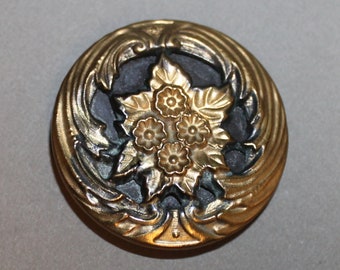1 rare 19c champleve foil and gilt rococo button 22mm or 2.2cm diameter.