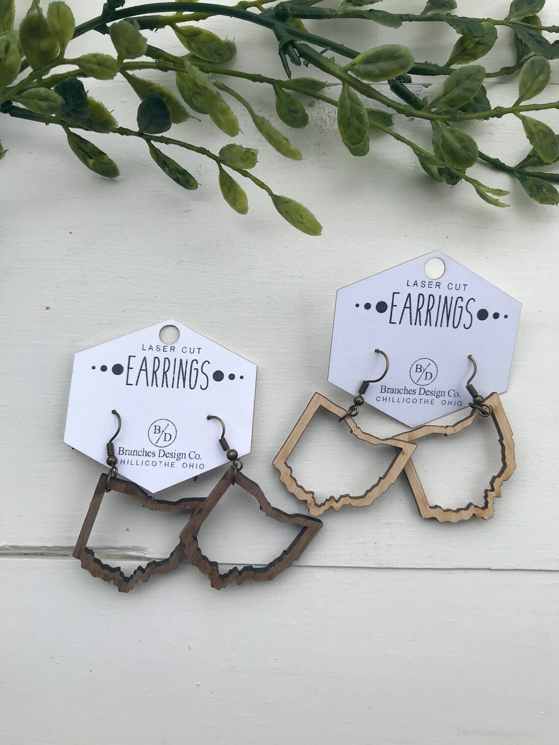 Wooden Laser Cut Ohio Cutout Earrings Wood Earrings Ohio Etsy