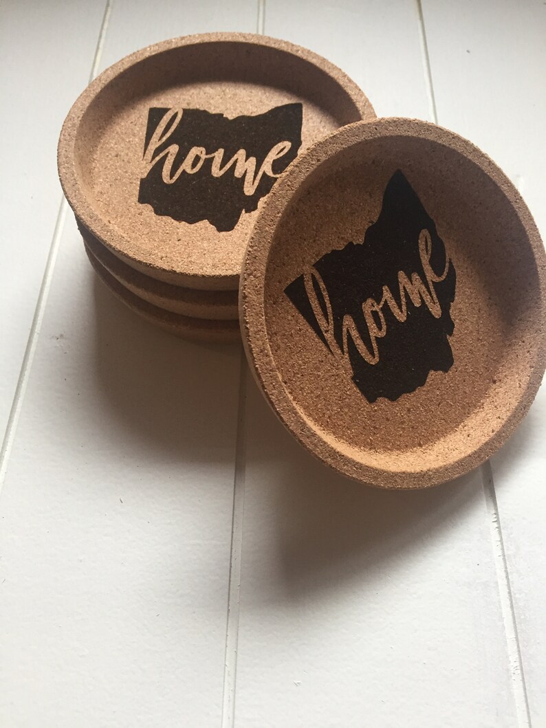 Laser Engraved Cork Coasters Personalized Kitchen Drink Etsy