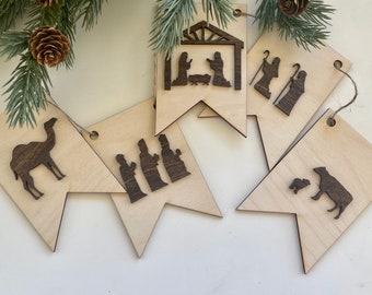 Christmas nativity wooden banner, laser cut nativity banner, Christmas