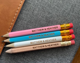 Personalized wood mini Golf pencils. Customize Mini Pencils, save the date, pencil us in, bridal shower, baby shower, bachelor party