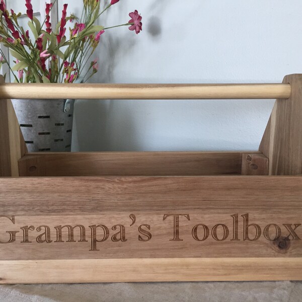 Personalized Wooden Tool Box with handle- Fathers Day Gift, Groomsmen, Custom, Laser Engraved