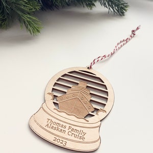 Wooden Ornaments, cruise ship, disney cruise gifts, Christmas ornament, Snow globe cruise ornament, Fish extender gift