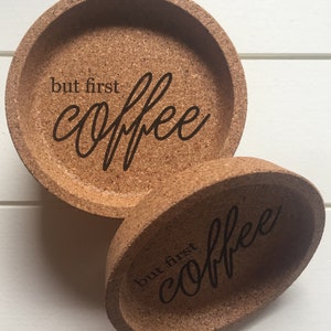Laser engraved cork coasters, personalized kitchen, drink coasters, housewarming gift, wedding gift, bridesmaids, grandma, mother’s day