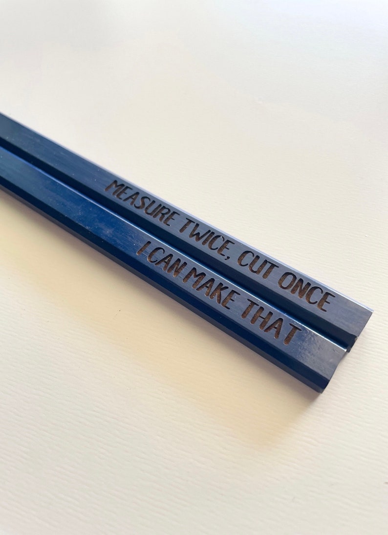 Laser Engraved Wood Carpenters , Plumbers Pencils, fathers Day, Christmas gift, business Blue