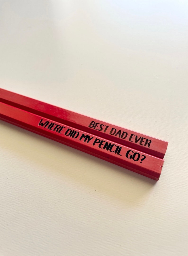 Laser Engraved Wood Carpenters , Plumbers Pencils, fathers Day, Christmas gift, business Red