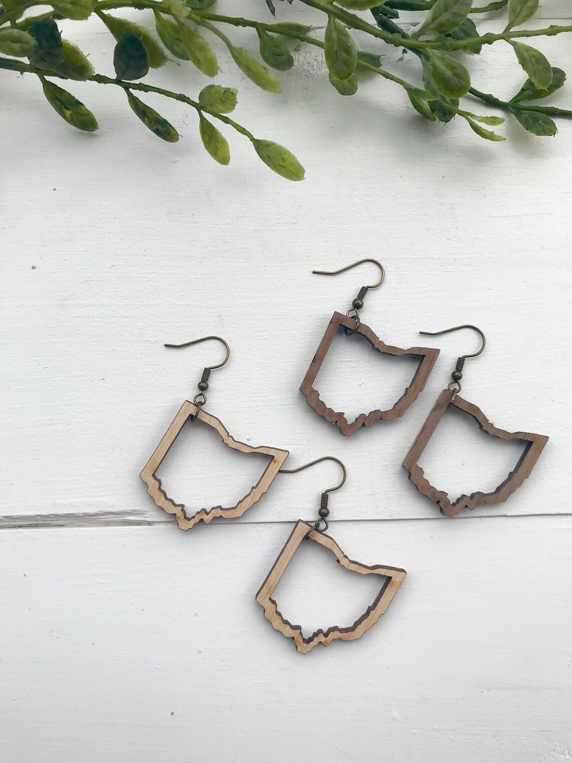 Wooden Laser Cut Ohio Cutout Earrings Wood Earrings Ohio Etsy