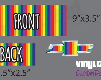 LGBTQIA+ Rainbow vinyl decal car emblem LGBT Gay Rights Equality queer trans Pride LGBTQ Chevy - all car emblems work