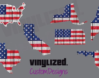 American Flag State Flag Outline Sticker Vinyl Decal US USA merica Map America TBL