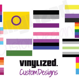LGBTQIA+ Pride Flag Trans Bi Rainbow Nonbinary Asexual Gender fluid Queer Gay pansexual Decal LGBT Lesbian Car Truck Sticker