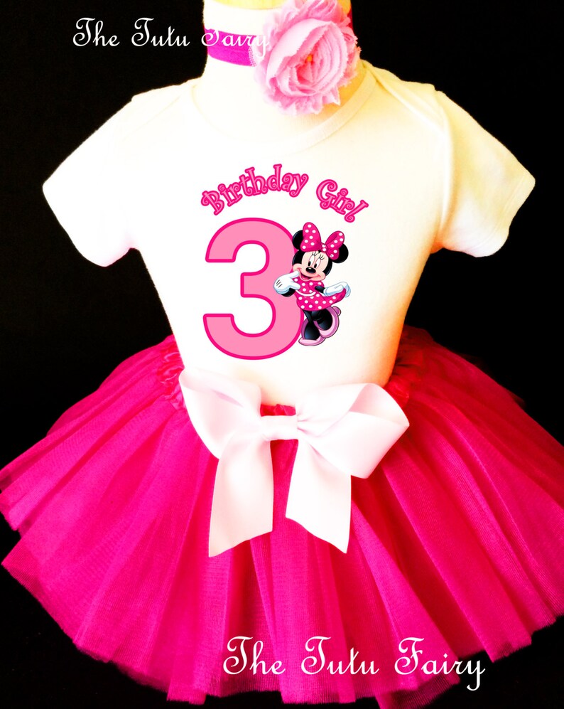 Birthday Minnie Mouse Hot Pink 3rd Third Age 3 Shirt & Tutu | Etsy