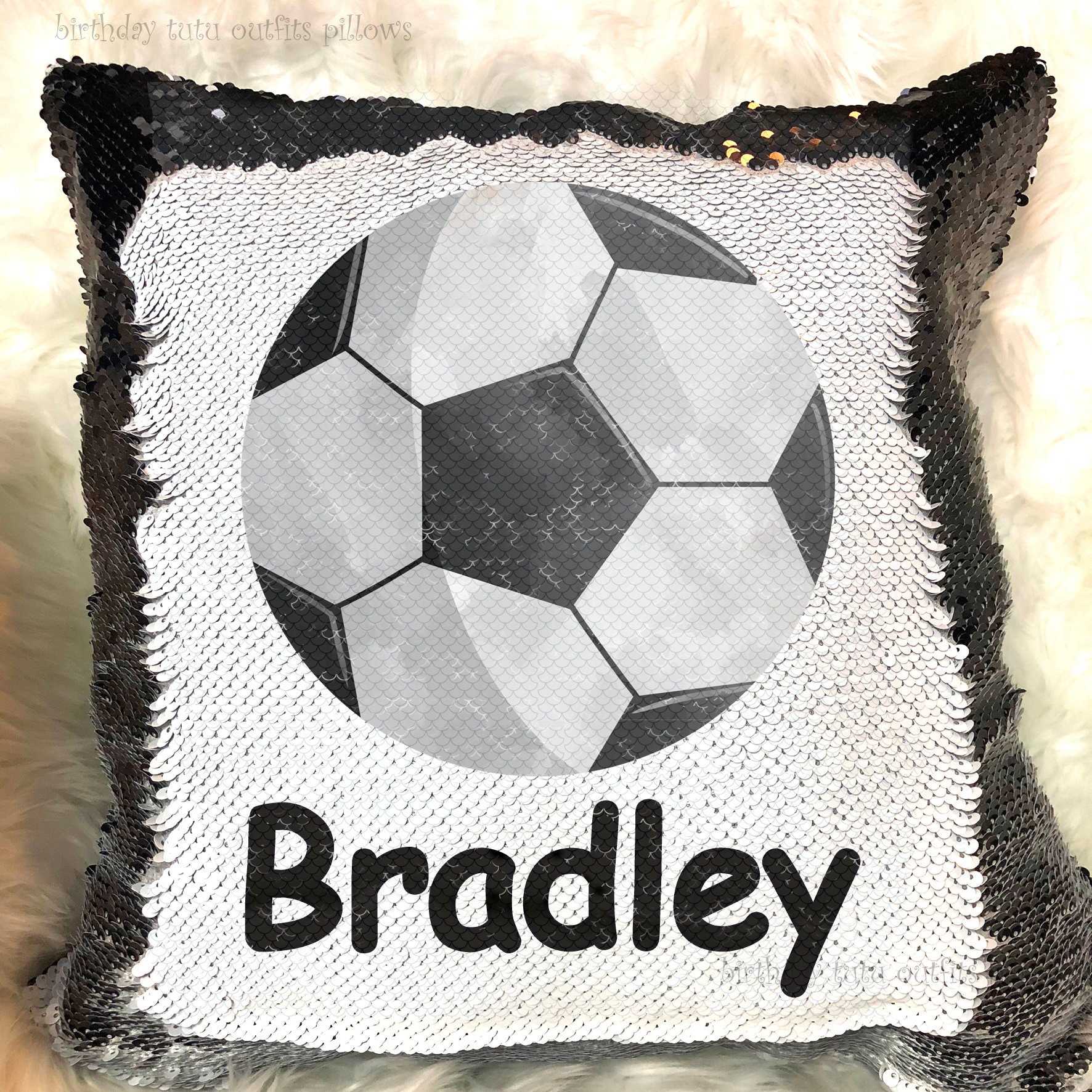 sequin soccer pillow