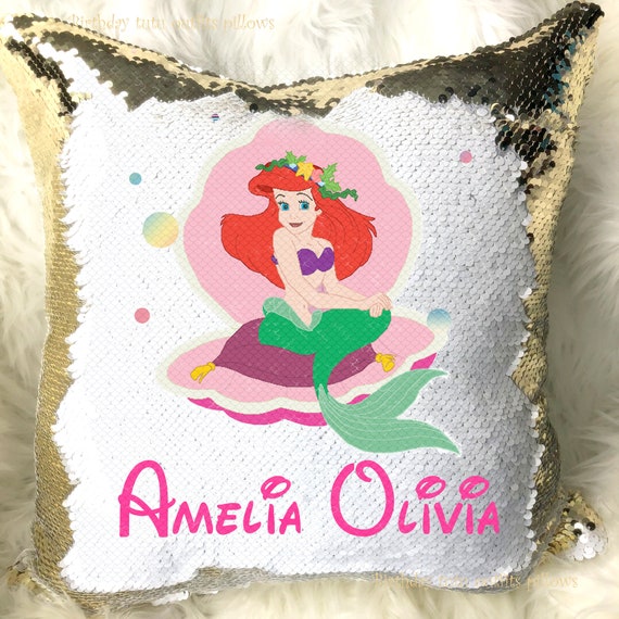 little mermaid sequin pillow