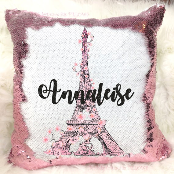eiffel tower sequin pillow