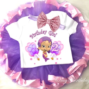 Bubble Kids Purple Pink Second Birthday Shirt Tutu Tee Sequins Bow Headband Set Baby Girl Outfit Set Party Custom Size Age 1st 2nd 3rd 4th