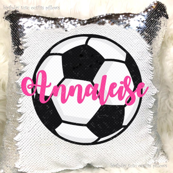 soccer sequin pillow