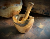 Olive wood mortar and pestle, olive wood, mortar pestle