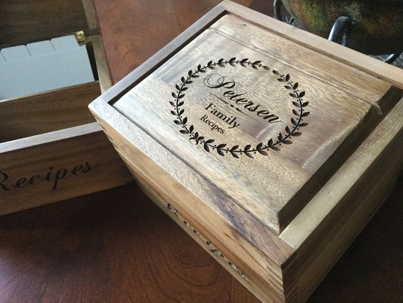 Personalized Wood Recipe Box Engraved Recipe Box Custom Wood Etsy