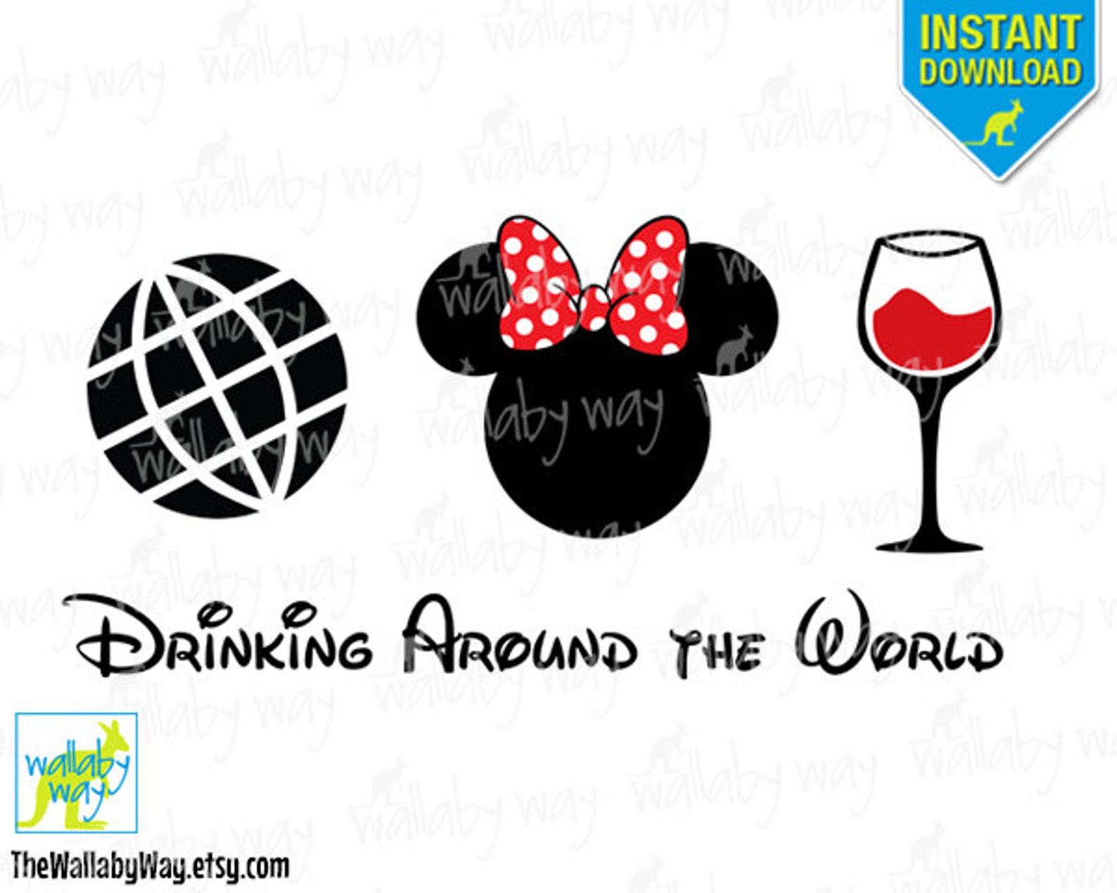 Epcot Drinking Around the World Printable Iron On Transfer or Etsy