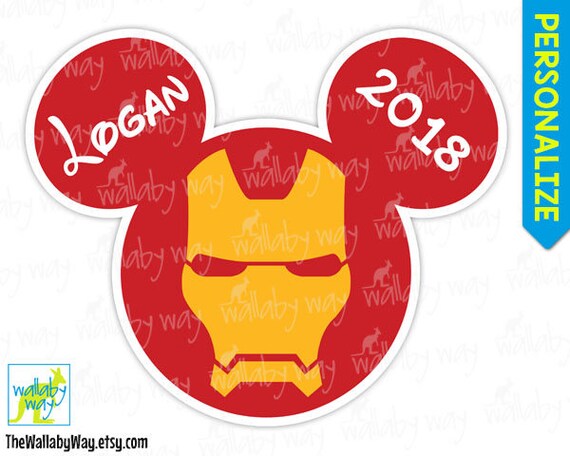 Iron Man Mickey Ears Printable Disney Iron On Transfer or as | Etsy