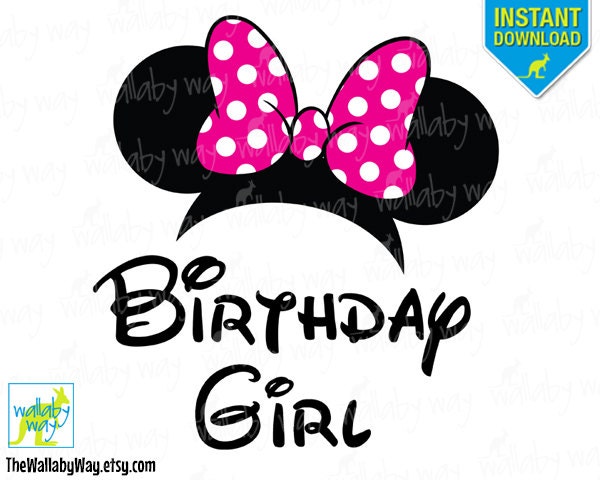 Minnie Mouse Birthday Girl Pink Bow Printable Iron On Transfer | Etsy