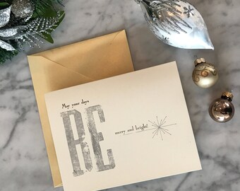 Be Merry and Bright! Letterpress Christmas Card