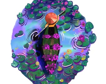 Thailand Lotus Painting Giclée  | hand painted