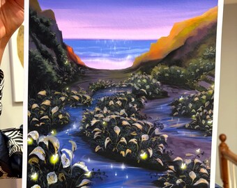 Lily Valley Poster | Fine Art California Painting Print | Nature Wall art