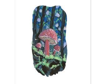 Nestled Mushroom - Mysyical forest series - Gouache hand painted