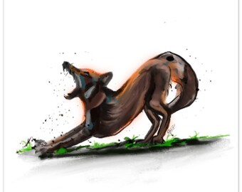 Abstract Fox Watercolor Giclee Print | Boho Animal Forest Nursery Wall Art