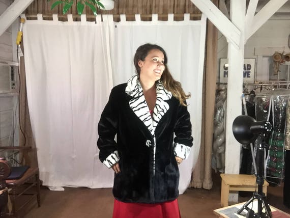Betmar NY Black and White Fun Faux Fur Coat