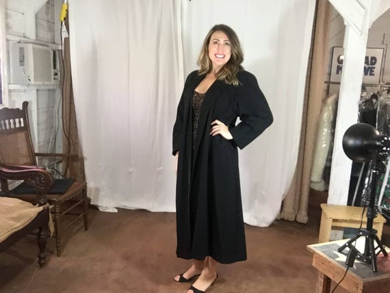 Vintage Portrait Black Wool Swing Coat