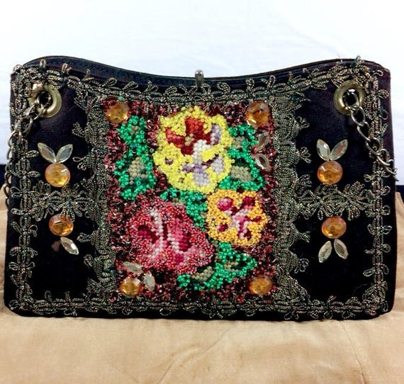 1950's Vintage Caron colorful handbag with colorfu
