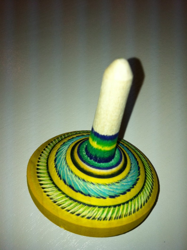 Handmade Wooden Spinning Tops Colorful Fun Toys Etsy