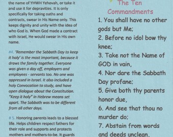Ten Commandments Bookmark